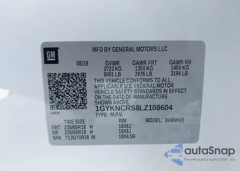 2020 Cadillac Xt5 Fwd Premium Luxury from USA, damaged, VIN 1GYKNCRS8LZ108604